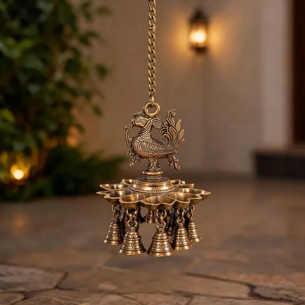 Brass_Peacock_Etched_Hanging_Diya_9_Wick