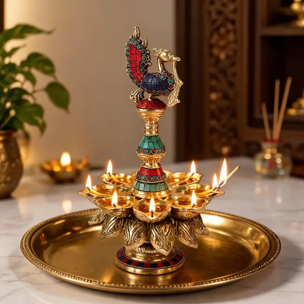 Brass_Peacock_Diya_With_11_Slots_Oil_Lamp