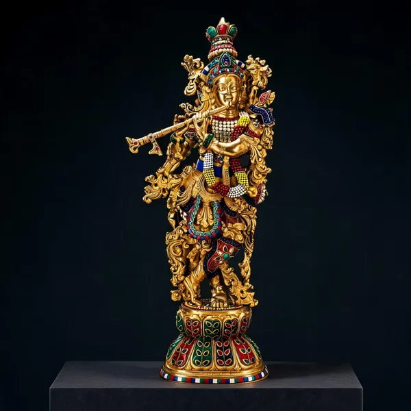Brass_Devotional_Multicolour_Gemstone_Krishna_Flute_Idol