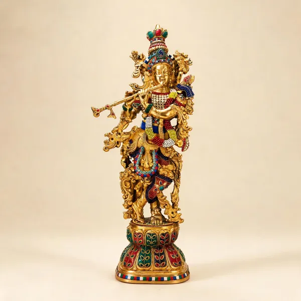 Brass_Devotional_Multicolour_Gemstone_Krishna_Flute_Idol