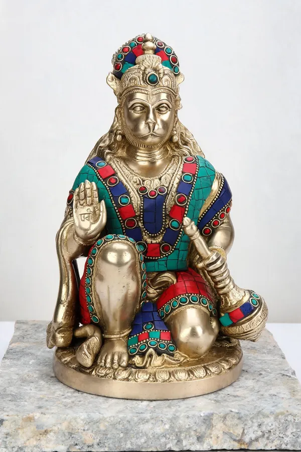Brass_Traditional_Hanuman_Sitting_Blessing_Pose_Idol
