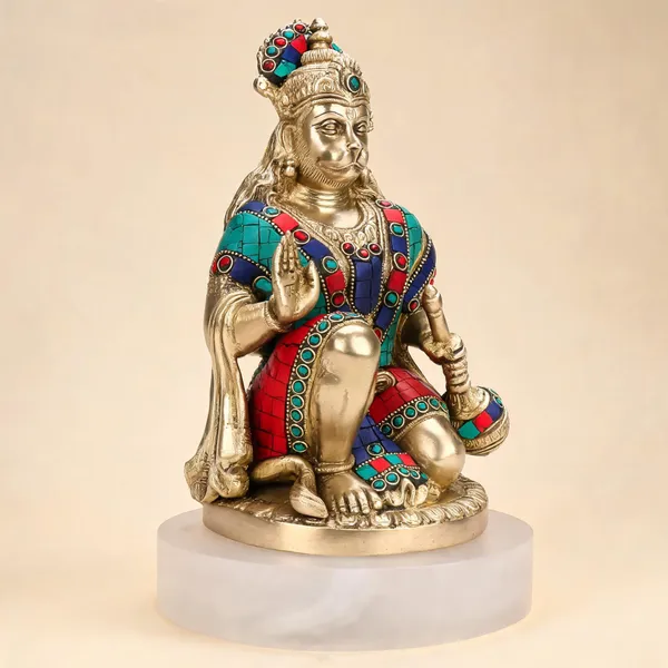 Brass_Traditional_Hanuman_Sitting_Blessing_Pose_Idol