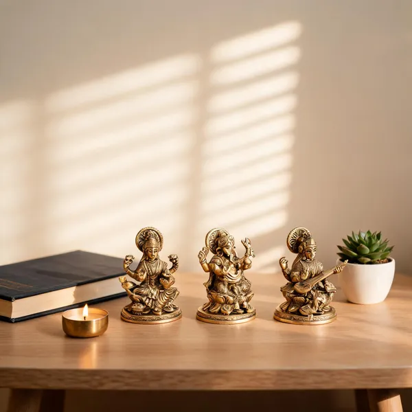 Brass_Spiritual_Lakshmi_Ganesha_Saraswati_Idol_Set