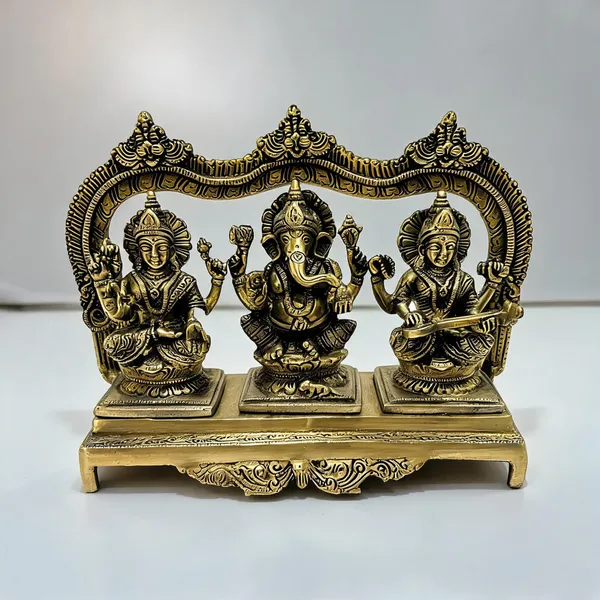 Brass_Spiritual_Lakshmi_Ganesha_Saraswati_Idol_Set
