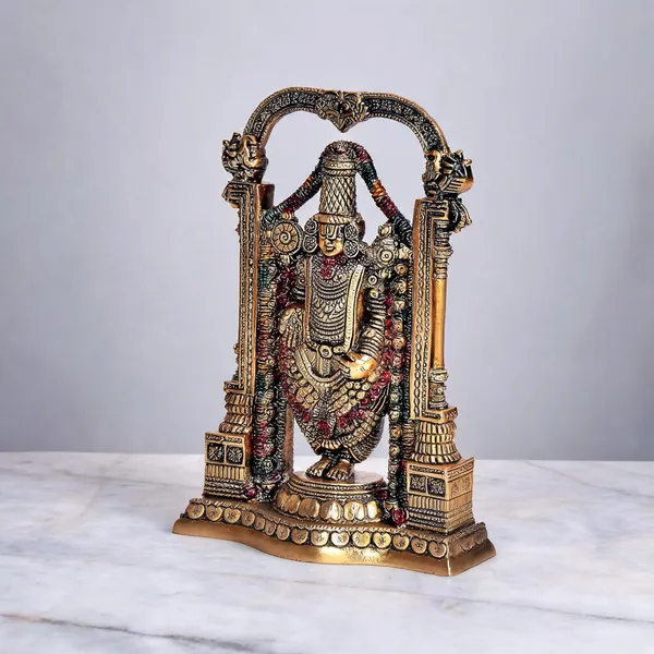 Brass_Tirupati_Balaji_Venkateswara_Idol_Gold_Finish