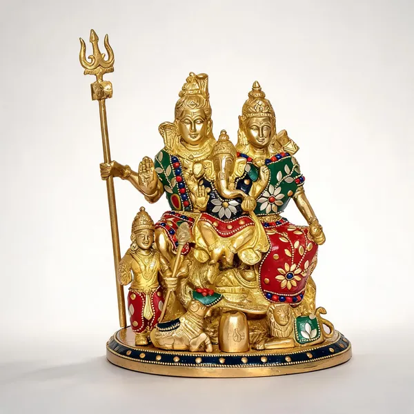 Brass_Shiv_Parivar_Idol_Set__Multicolour
