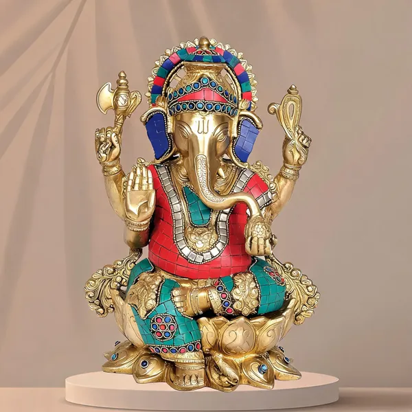 Brass_Sitting_Ganesha_Idol__Multicolour_Finish