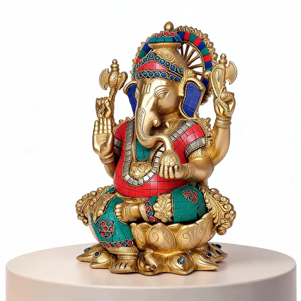 Brass_Sitting_Ganesha_Idol__Multicolour_Finish