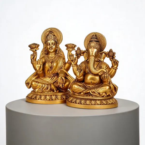 Brass_Devotional_Ganesha_Lakshmi_Idol
