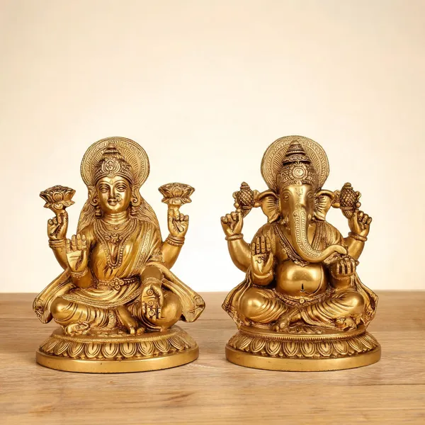 Brass_Devotional_Ganesha_Lakshmi_Idol