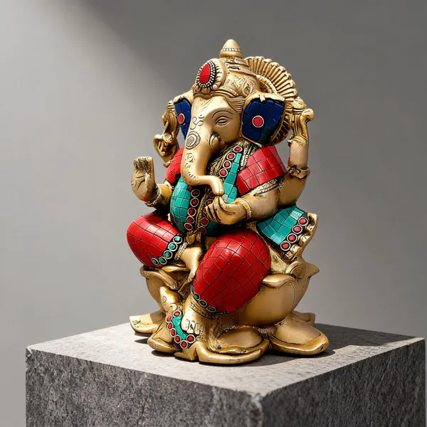 Brass_Multicolor_Lord_Ganesha_Idol