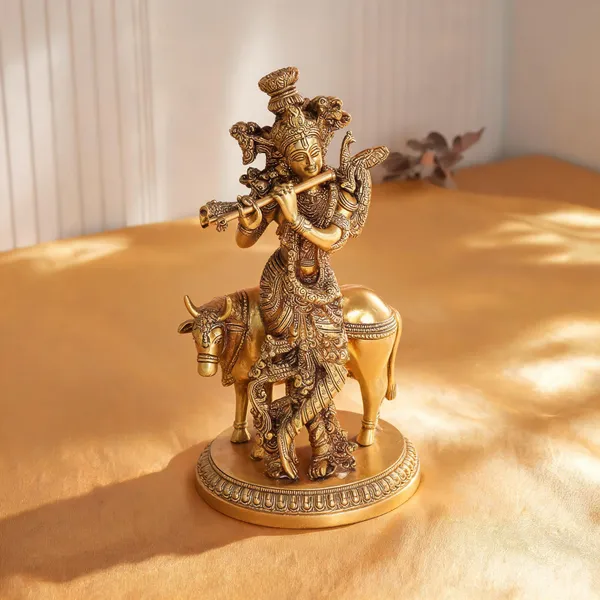 Brass_Spiritual_Lord_Krishna_With_Cow_Idol