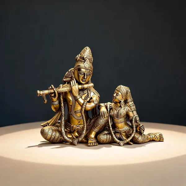 Brass_Devotional_Radha_Krishna_Seated_Flute_Posture_Idol