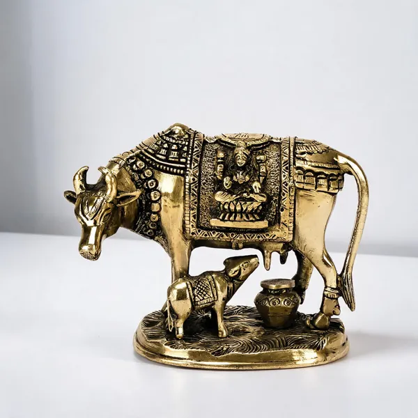 Brass_Devotional_Kamdhenu_Cow_With_Calf_Idol