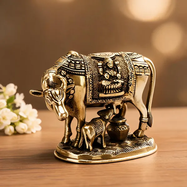 Brass_Devotional_Kamdhenu_Cow_With_Calf_Idol