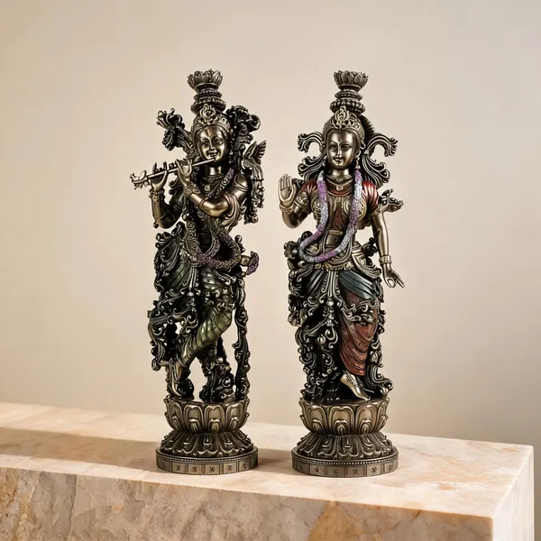 Resin_Radha_Krishna_Idol_Set_Antique_Bronze_Finish