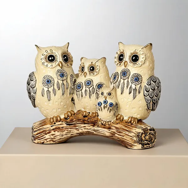 Resin_Antique_Owl_Family_Figurine_Showpiece