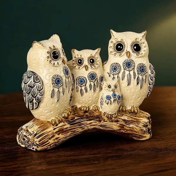 Resin_Antique_Owl_Family_Figurine_Showpiece