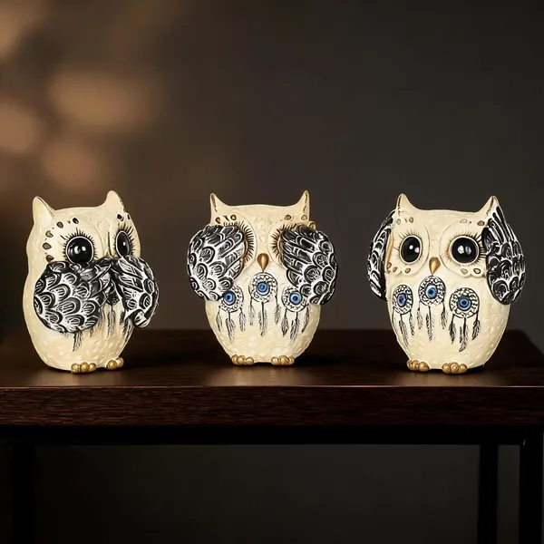 Resin_Antique_Owl_Figurine_Showpiece_Set_Of_3