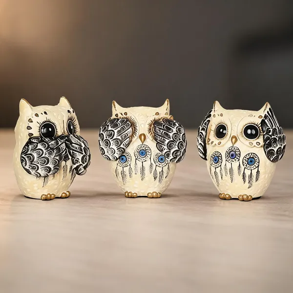 Resin_Antique_Owl_Figurine_Showpiece_Set_Of_3
