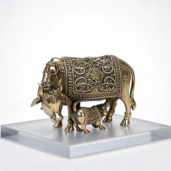 Brass_Kamdhenu_Cow_With_Calf_Idol