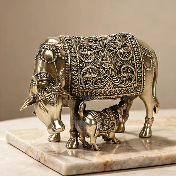 Brass_Kamdhenu_Cow_With_Calf_Idol