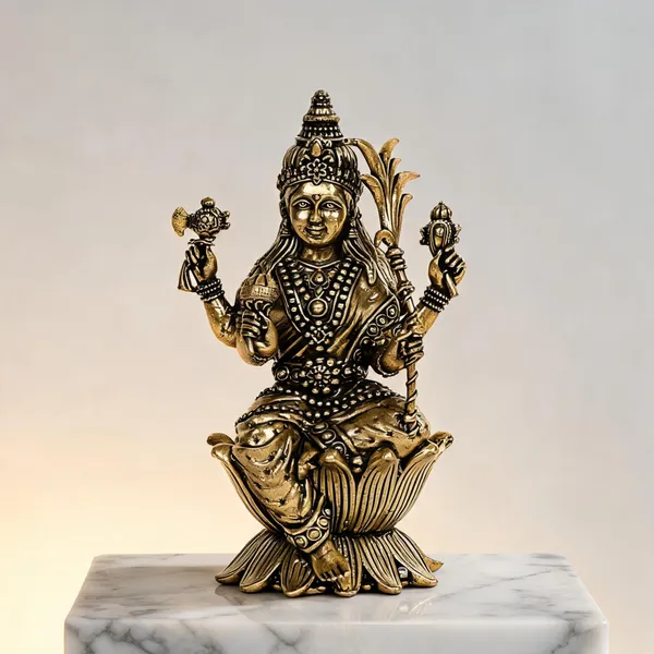 Brass_Devotional_Lotus_Base_Rajarajeshwari_Devi_Idol