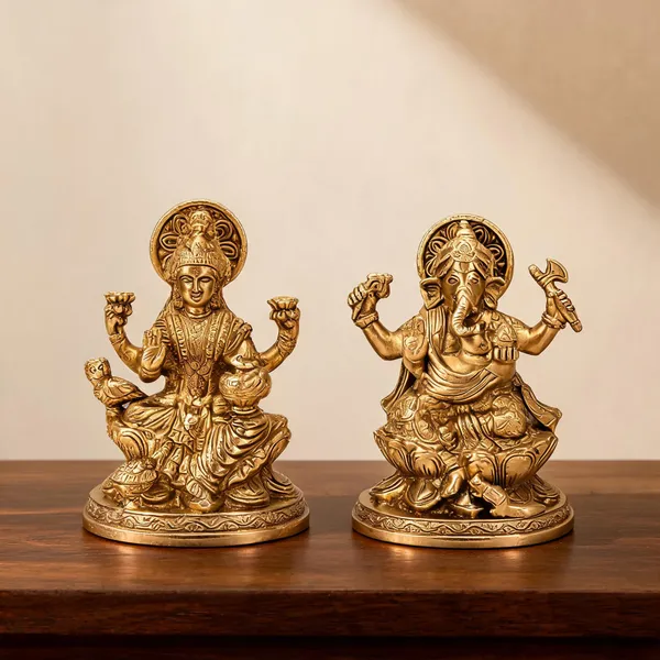 Brass_Lakshmi_Ganesha_Idol_Set_Gold_Finish