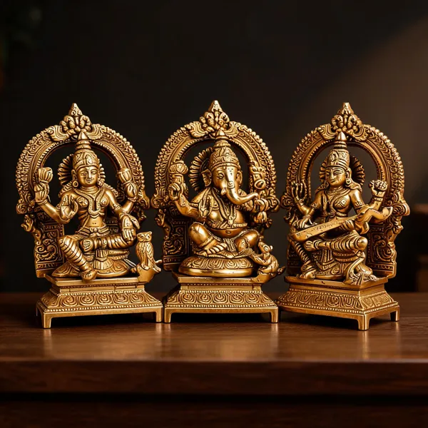 Brass_Lakshmi_Ganesha_Saraswati_Idol_Set_Gold_Finish