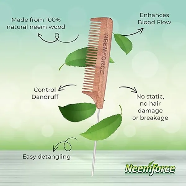 Neemforce_Neem_Wood_Metal_Tail_Comb