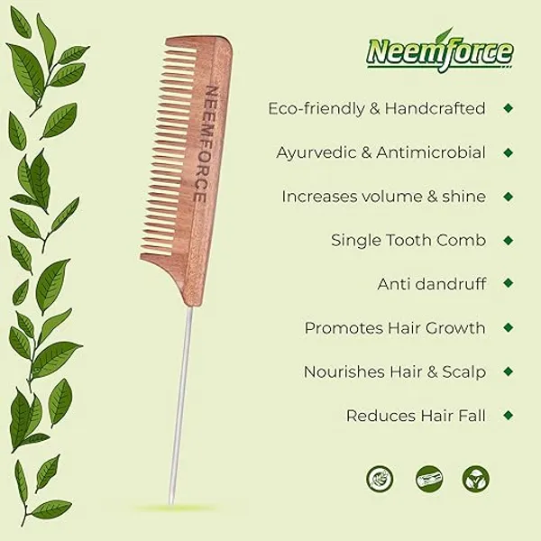 Neemforce_Neem_Wood_Metal_Tail_Comb