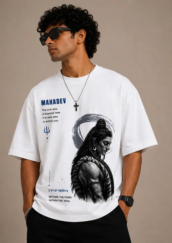 Elevate_outfit_White_Oversize_T-Shirt_For_Man_I_100%_Pure_Cotton_Lord_shiva_Graphic_Print_T-Shirt_For_Men