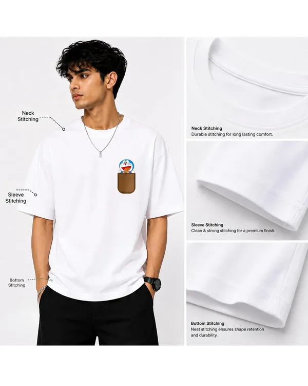 ELEVATE_OUTFIT_Doraemon_Oversized_White_T-Shirt_for_Men_|_100%_Cotton_Round_Neck_Graphic_Print_T-Shirt