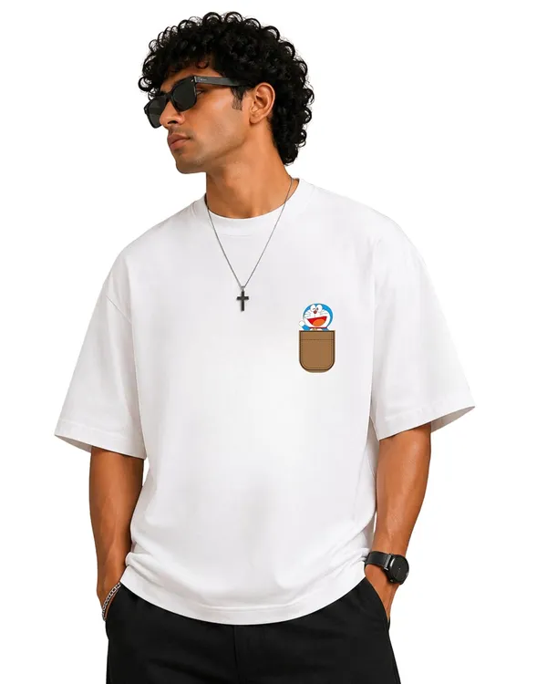 ELEVATE_OUTFIT_Doraemon_Oversized_White_T-Shirt_for_Men_|_100%_Cotton_Round_Neck_Graphic_Print_T-Shirt