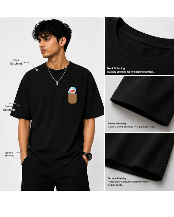ELEVATE_OUTFIT_Doremon_Oversized_Black_T-Shirt_for_Men_|_100%_Cotton_Round_Neck_Graphic_Print_T-Shirt