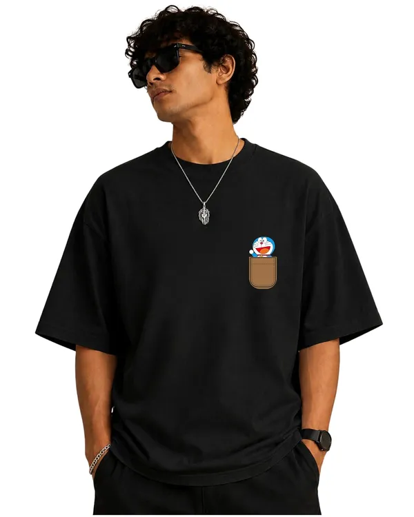 ELEVATE_OUTFIT_Doremon_Oversized_Black_T-Shirt_for_Men_|_100%_Cotton_Round_Neck_Graphic_Print_T-Shirt