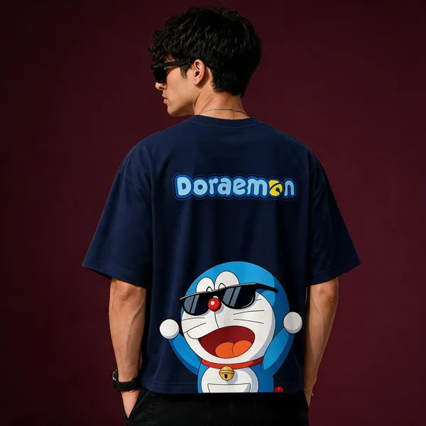 Navy_Blue_Cotton_Oversized_Doraemon_Printed_T-Shirt_For_Men