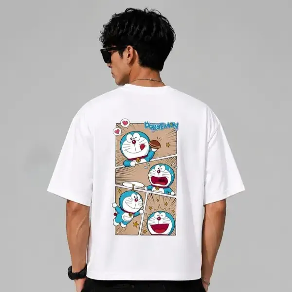 ELEVATE_OUTFIT_Doraemon_Oversized_White_T-Shirt_for_Men_|_100%_Cotton_Round_Neck_Graphic_Print_T-Shirt