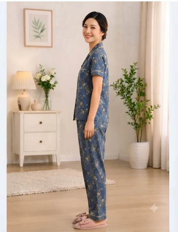 Blue_Floral_Print_Relaxed_Fit_Pajama_Set_for_Women