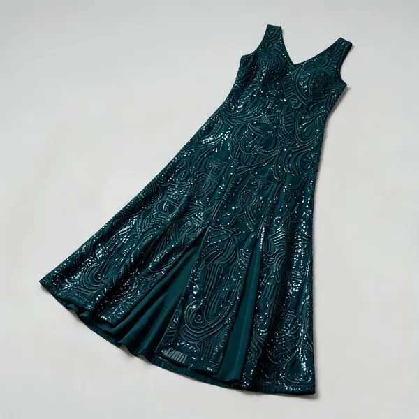 Green_Sequin_Sleeveless_A-Line_Maxi_Dress_For_Women