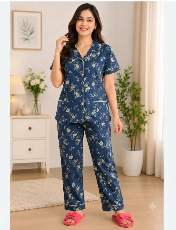 Blue_Floral_Print_Relaxed_Fit_Pajama_Set_for_Women