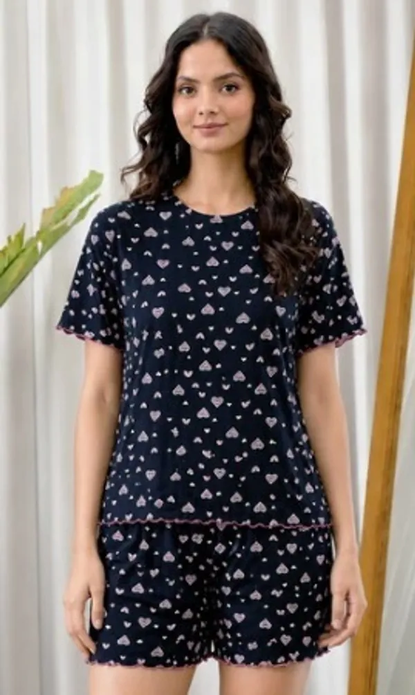 Navy_Printed_Short_Sleeve_Sleepwear_Set_for_Women