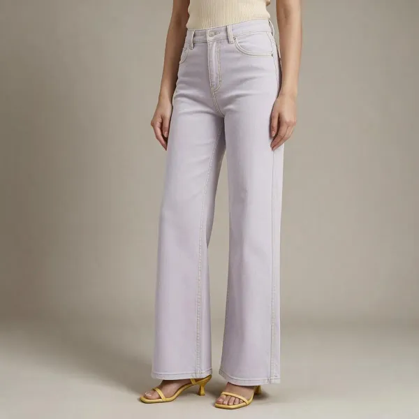 Cream_Cotton_Fitted_Sleeveless_Top_&_Jeans_Set_For_Women