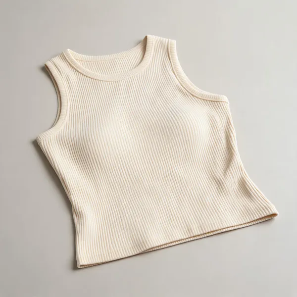 Cream_Cotton_Fitted_Sleeveless_Top_For_Women