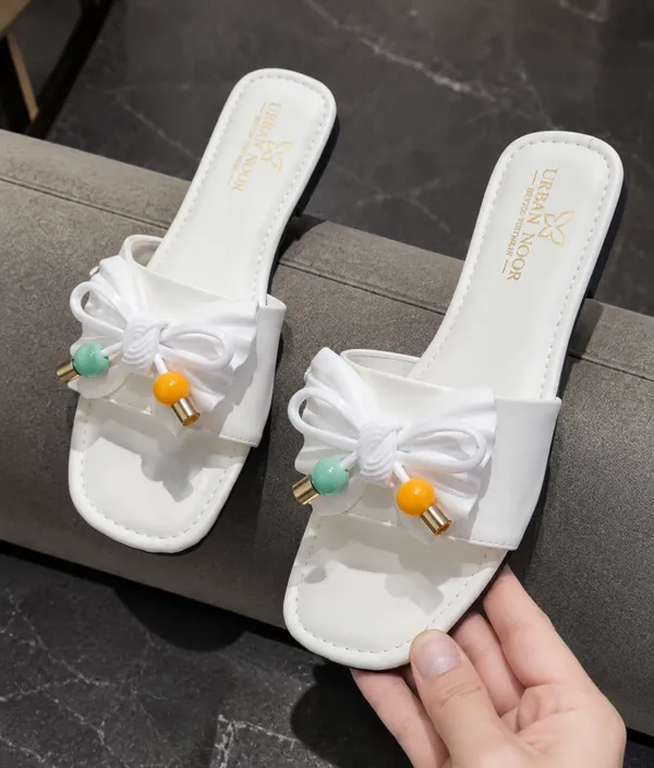 White_Synthetic_Flat_Sandals_for_Women
