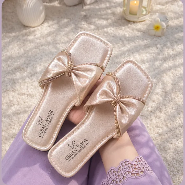 Beige_Satin_Bow_Flat_Slippers_for_Women