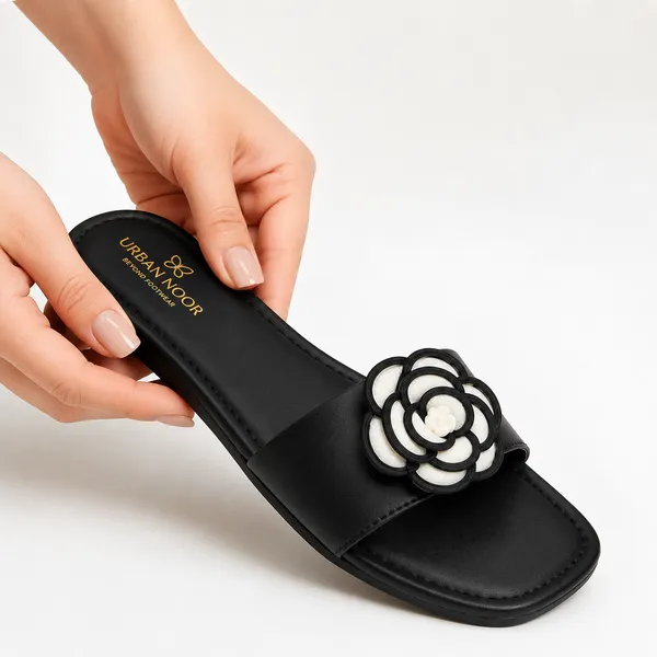 Black_Floral_Flat_Slip-On_Sandals_for_Women