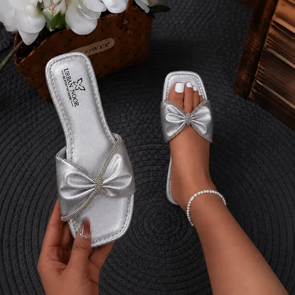 Silver_Synthetic_Flat_Bow_Sandals_for_Women