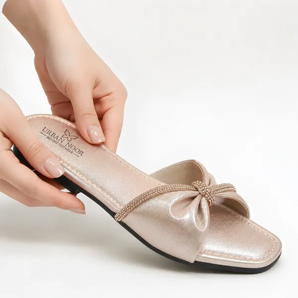 Beige_Satin_Bow_Flat_Slippers_for_Women