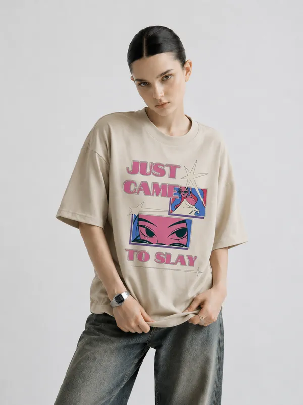 Slay_Mode_Women_Tee_Beige